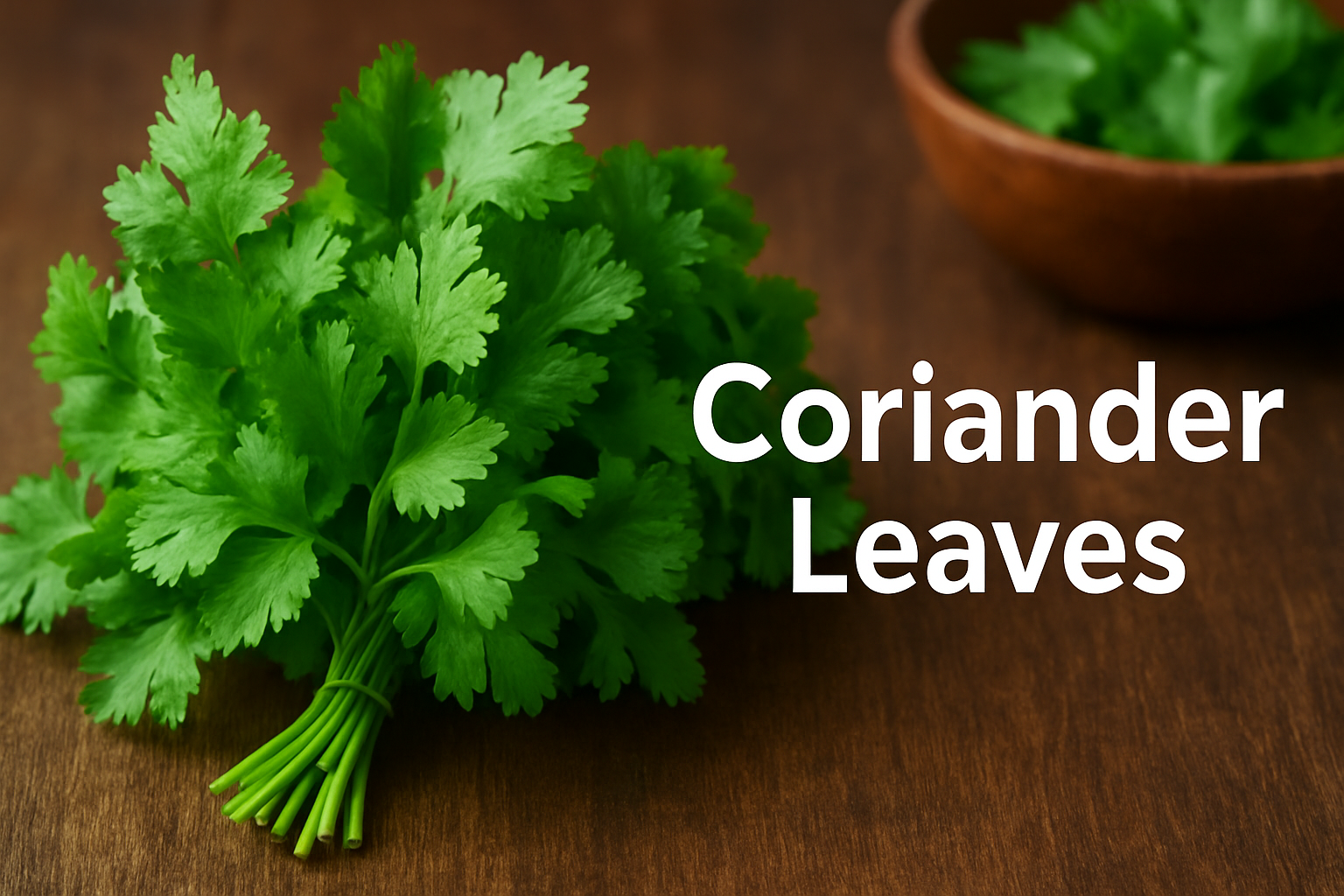Fresh green coriander leaves illustrating natural antioxidant and vitamin-rich benefits.