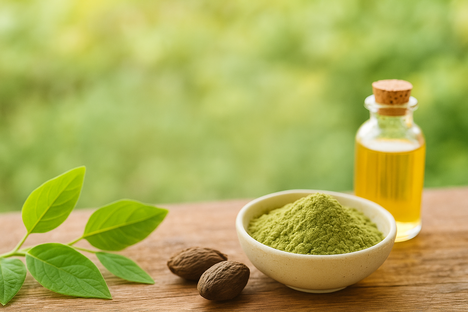 A serene Ayurveda-inspired background with herbs, leaves, and natural wellness elements symbolising holistic health and healing.
